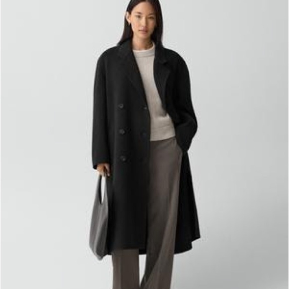 Long Trench Coat in Textured Wool-Cashmere